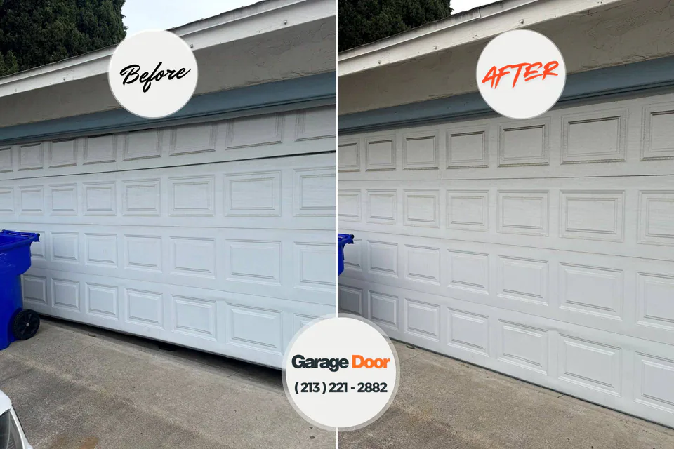 Before and after: garage door repair King, WI